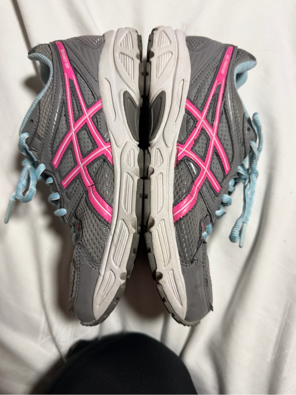 ASICS Gray Athletic Sneakers with Pink Accents